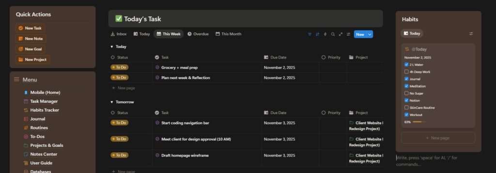 ADHD weekly planner list