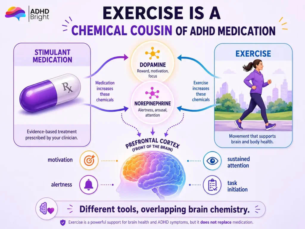 Exercise vs medication for ADHD infographic