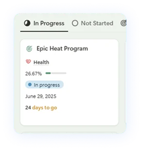 Goal card with progress bar and days to go