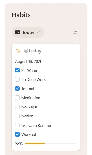 Daily habit checklist