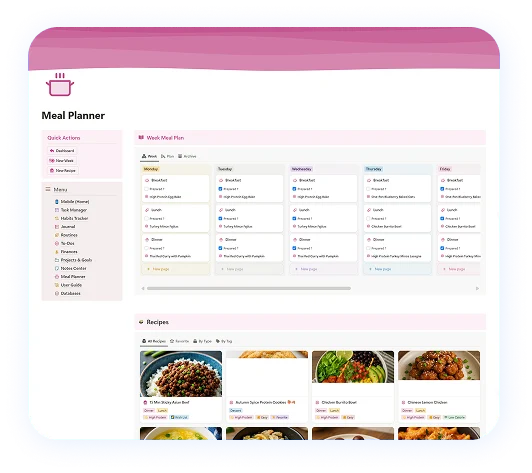 Meal Planner with weekly plan and recipes