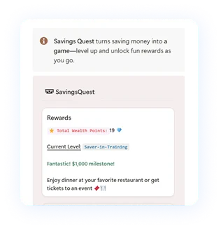 Savings Quest rewards and level